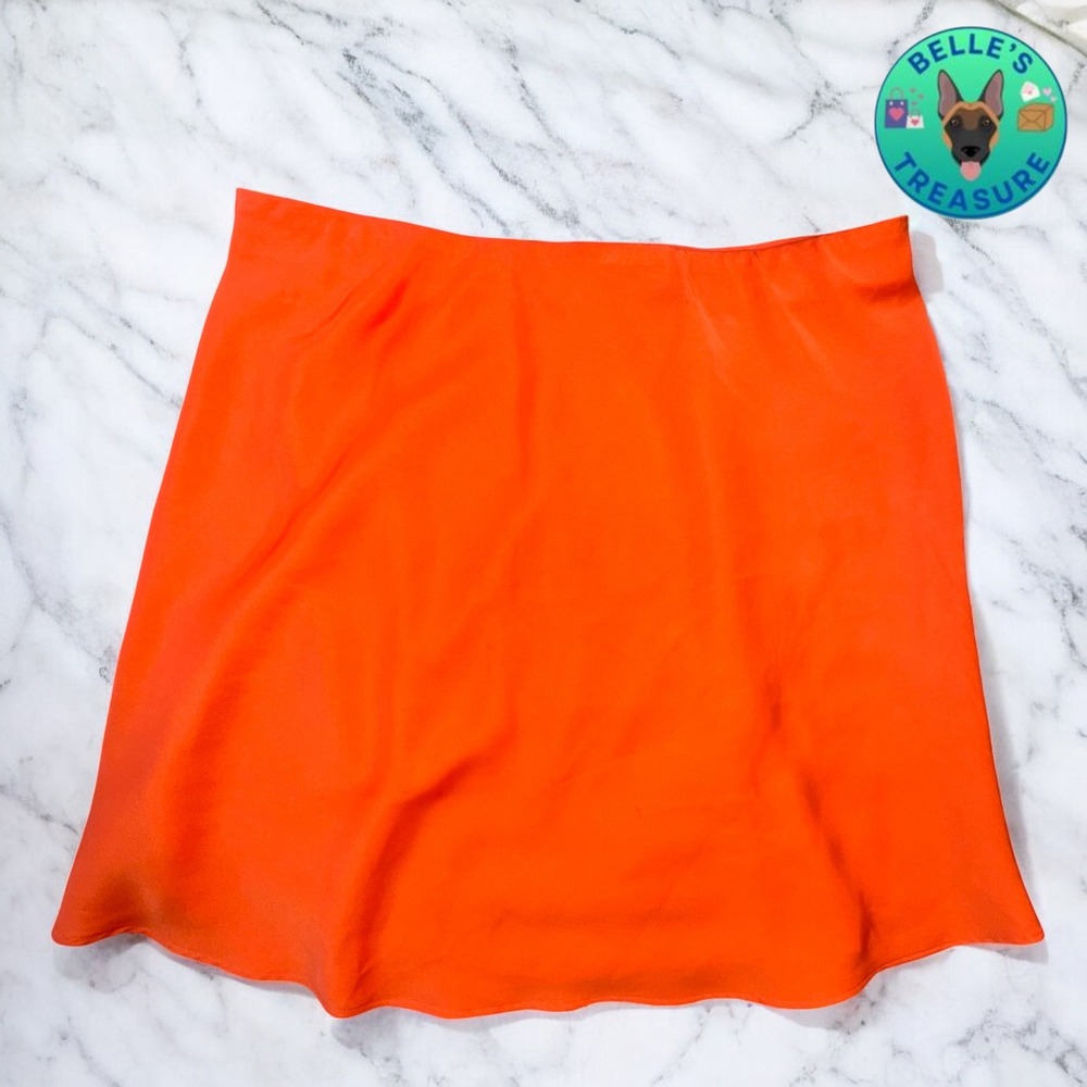 J. Crew Mini‎ Skirt Women's Small Satin A-Line Bright Orange Casual Party Summer